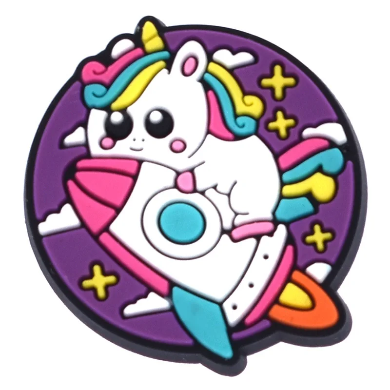 New Unicorn Shoe Charms Cartoon Cute PVC Soft Rubber Shoe Buckle Ornament Decoration Removable Shoe Flower Charm