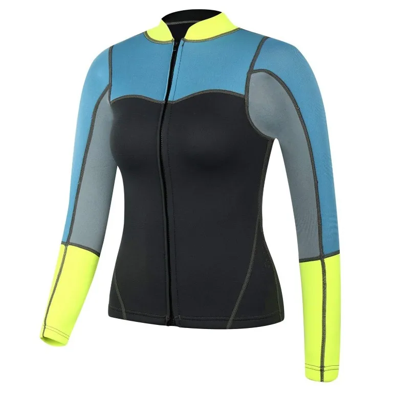 Womens 2mm Neoprene Long Sleeve Jacket Front Zipper Wetsuit Top