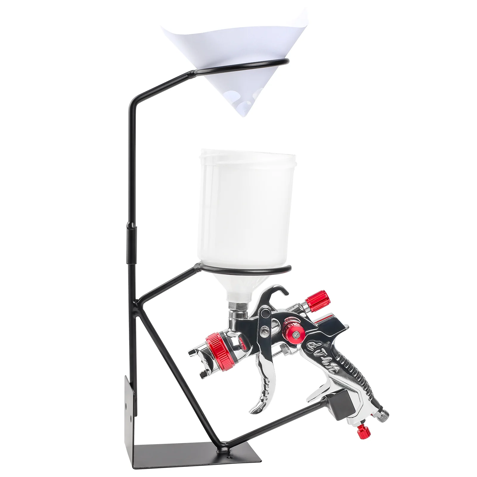Gravity Feed Paint Spray Gun Holder Stand with Strainer Holder