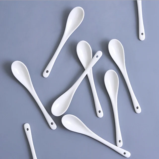 Porcelain Coffee Mixing Spoon Bone China Small Spoon Kitchen Tool Ceramic Mini Salt Spoon