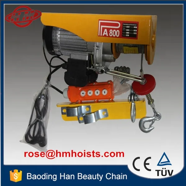 220V pa500 mini electric hoist winch with 12m lifting height