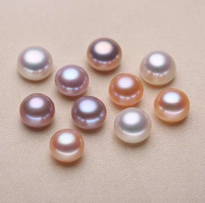 4-8mm AAA grade natural genuine real pearl half drilled cultured fresh water freshwater button shape loose pearls no hole