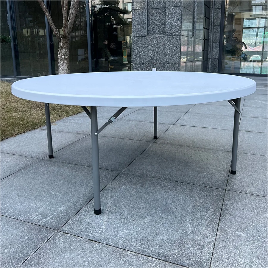Wholesale outdoor 6ft white one piece top plastic folding round banquet tables for events party