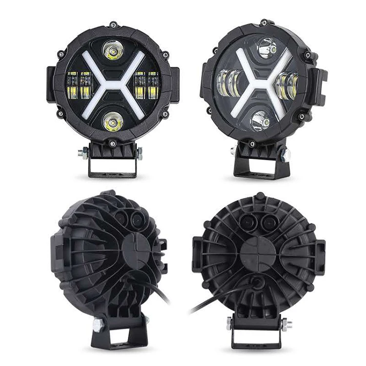 12V-24V Running DRL Headlight 7Inch Round Led Headlight Projector Angel Eyes Headlamp For Car Jeep Renegade