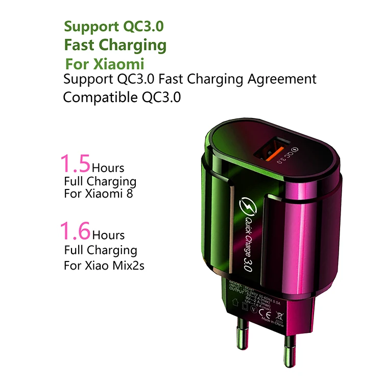 Портативное Сетевое зарядное устройство Quick Charge 3 0 US Plug 3A с одним USB портом