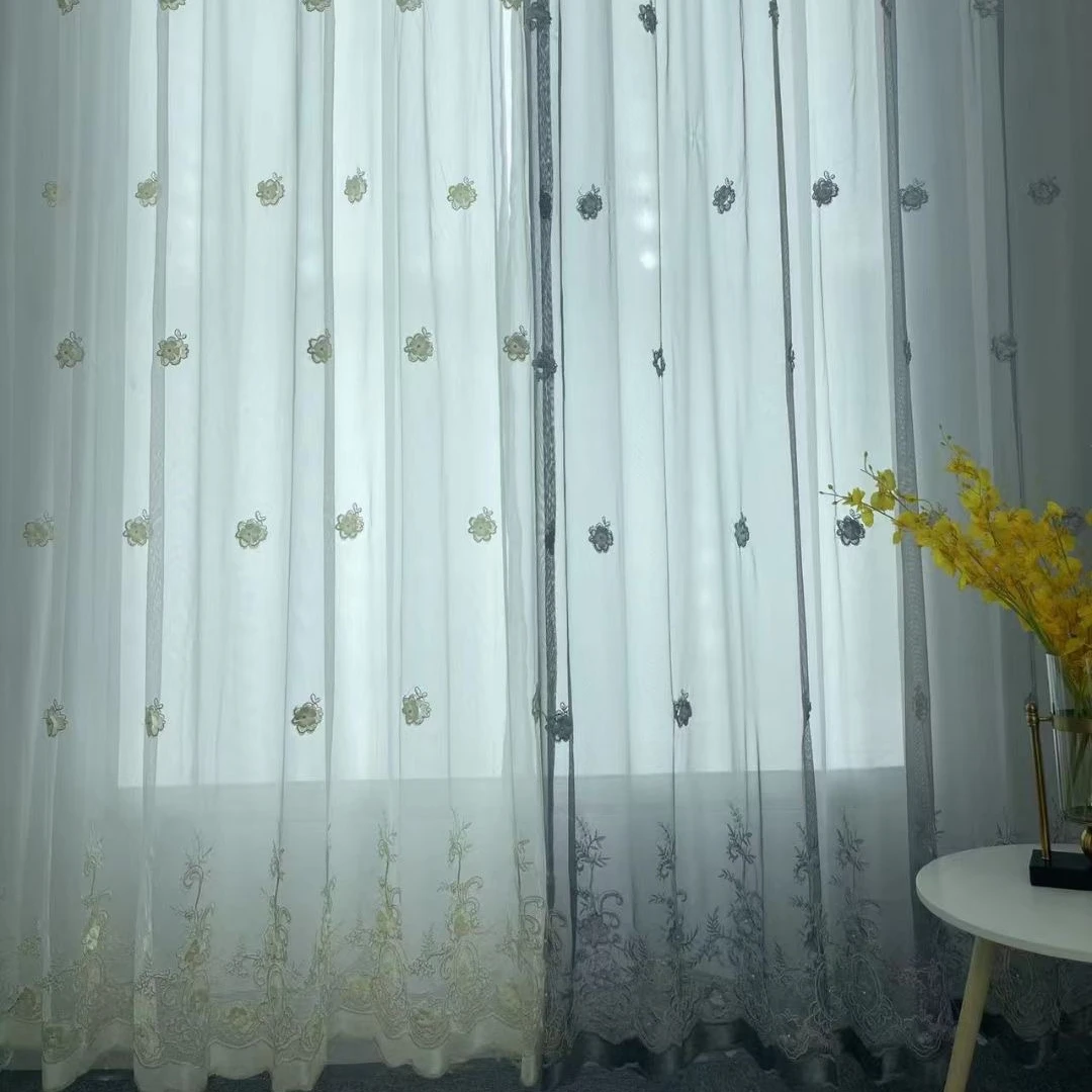 Factory wholesale simple modern style beading Embroidery curtains for living room bedroom