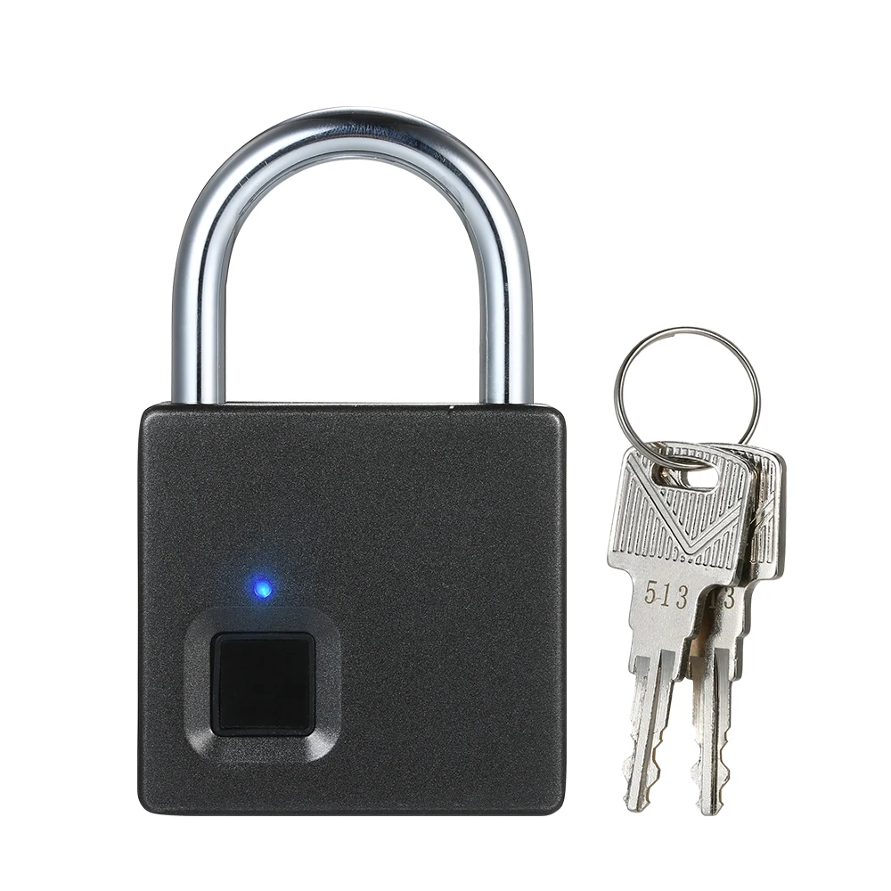 
 USB Перезаряжаемый умный отпечаток пальца IP65 Водонепроницаемый Противоугонный замок для безопасности двери багажный чехол гаражный замок с 2 ключами  