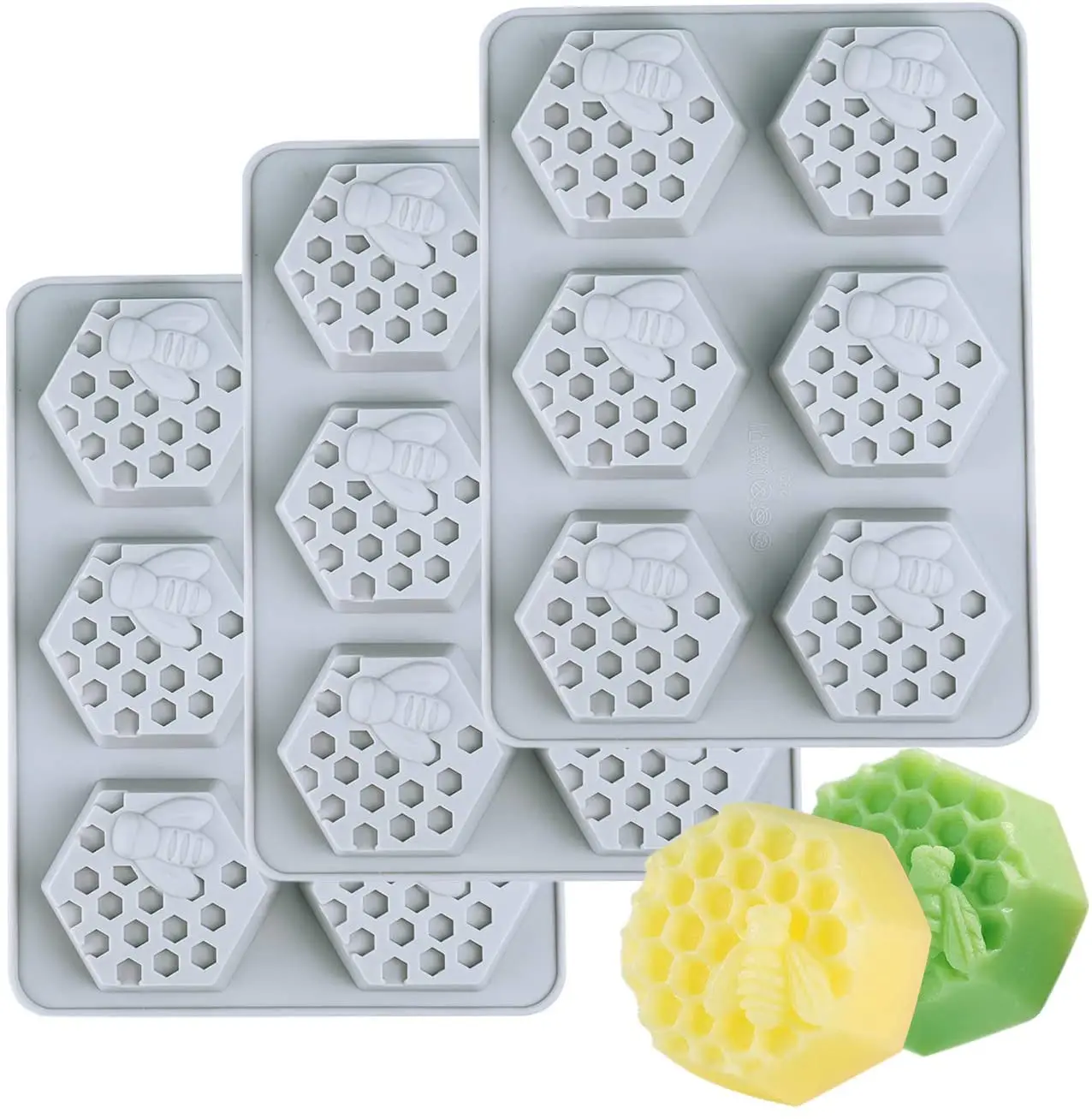 factory hot quality custom 3d Bee Honeycomb square rectangular cake soap moulds handmade silicone soap mold with logo