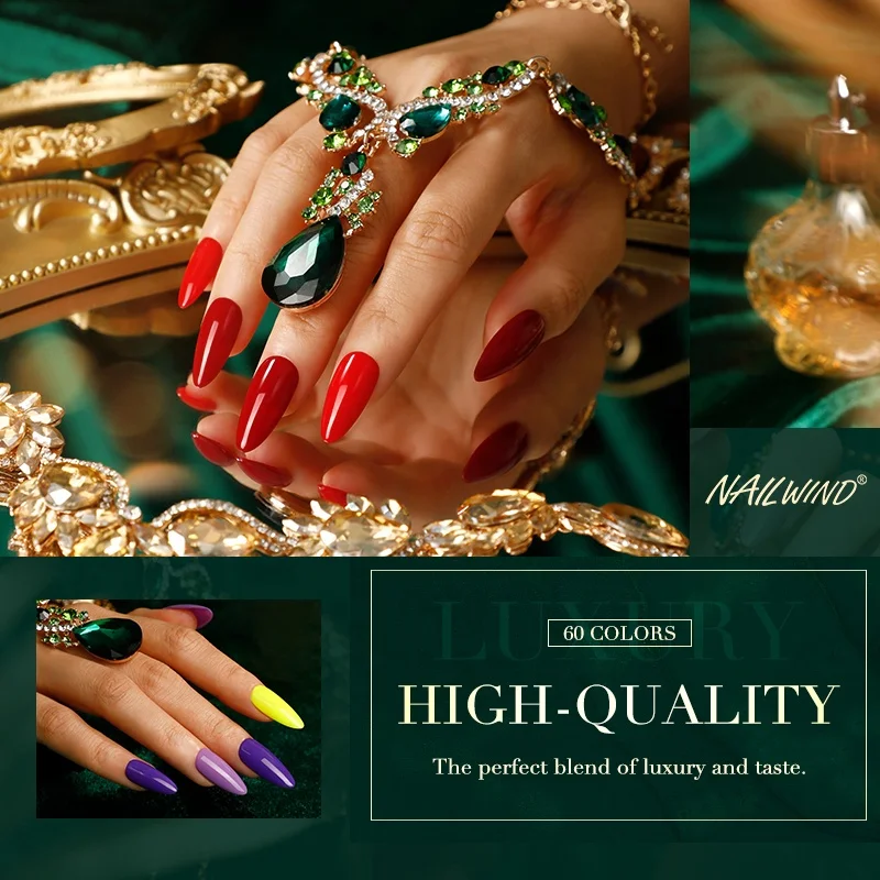 NAILWIND OEM 60 Colors Vegan Gel Nail Polish Kit Private Label Esmalte Varnish Vernis Long Lasting Jelly UV Gel Polish Set 15Ml