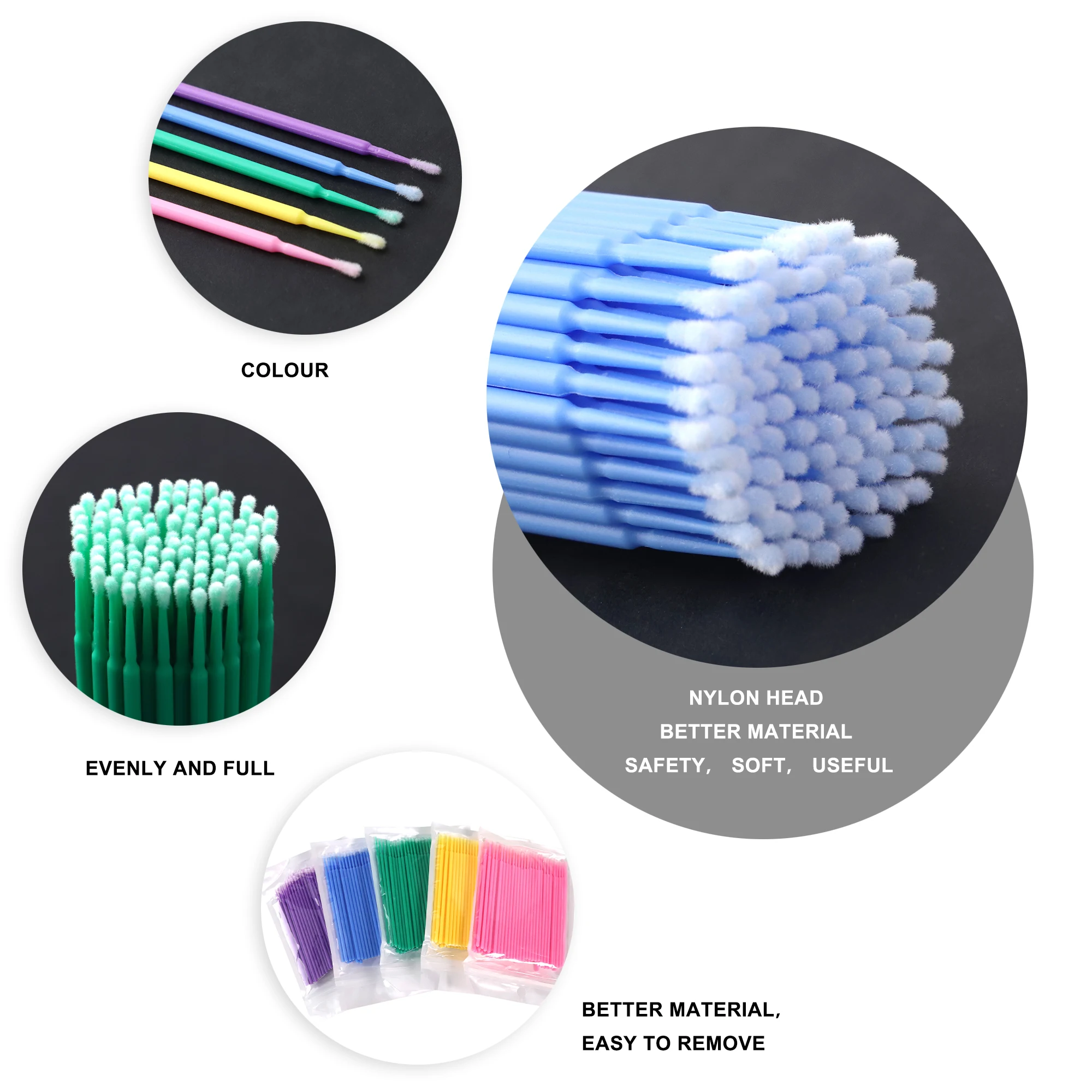 Factory Price Eyelash Extension Swab Makeup Disposable Microbrush Micro Brushes Lash Cotton Swab for Lash Extension