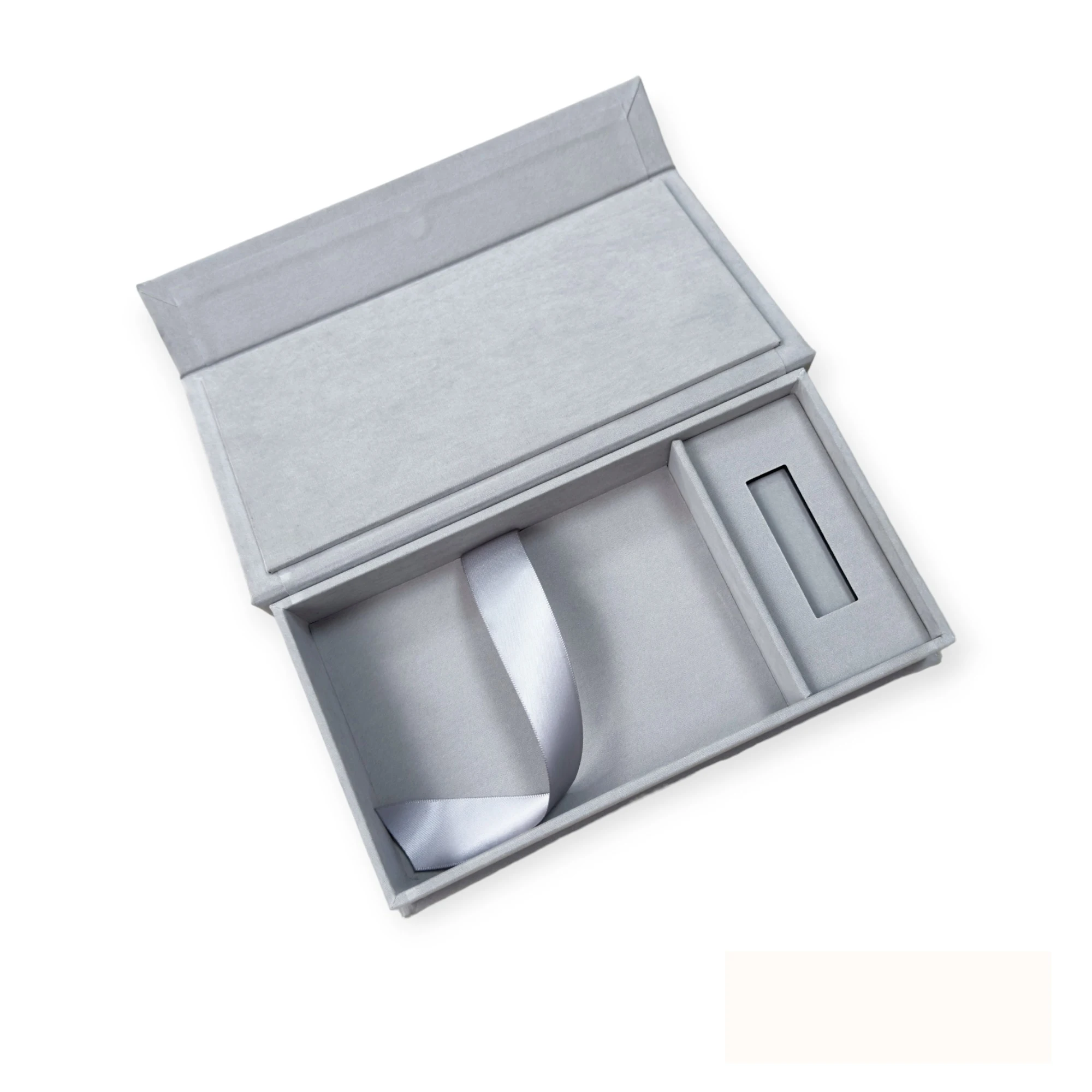 New Design Cream Gray Beige Fabric Box Photographer Gift 4*6 5x7 Album USB Linen Prints Photo Box For Glass USB flash Drive