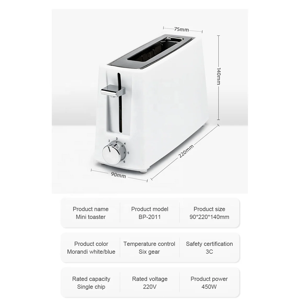 Custom Oem High Quality Mini Household Toasters Sandwich Maker Monolithic Electric Toaster Bread