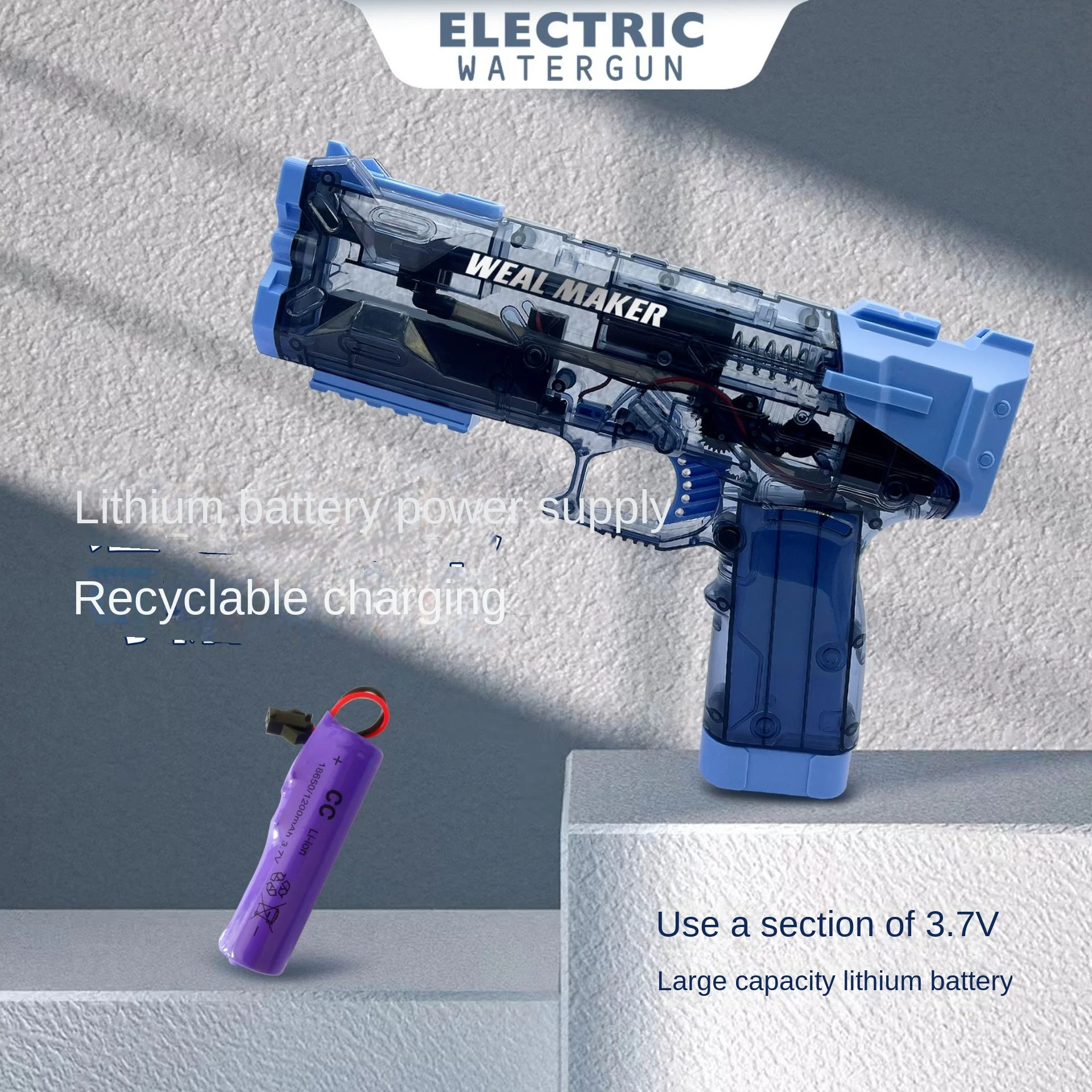 Transparent Electric Water Gun Automatic Glock Drum Version Water Guns High Capacity Strongest Water Blaster Gun Toys