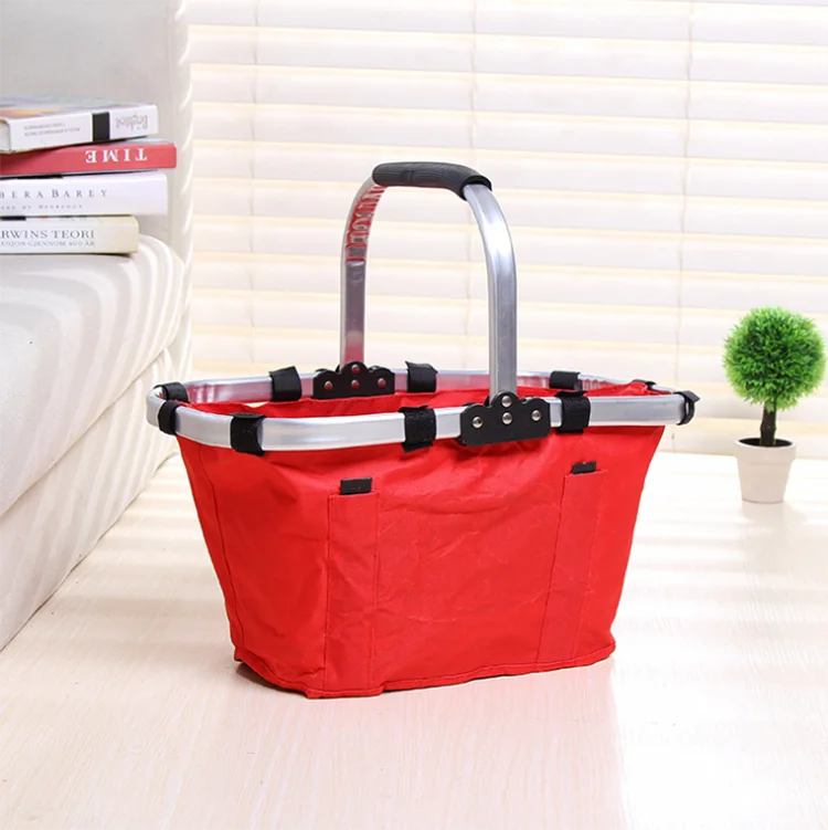
Aluminum Handle Carry Shopping Basket Foldable Fabric Shopping Basket For Picnic Shopping 