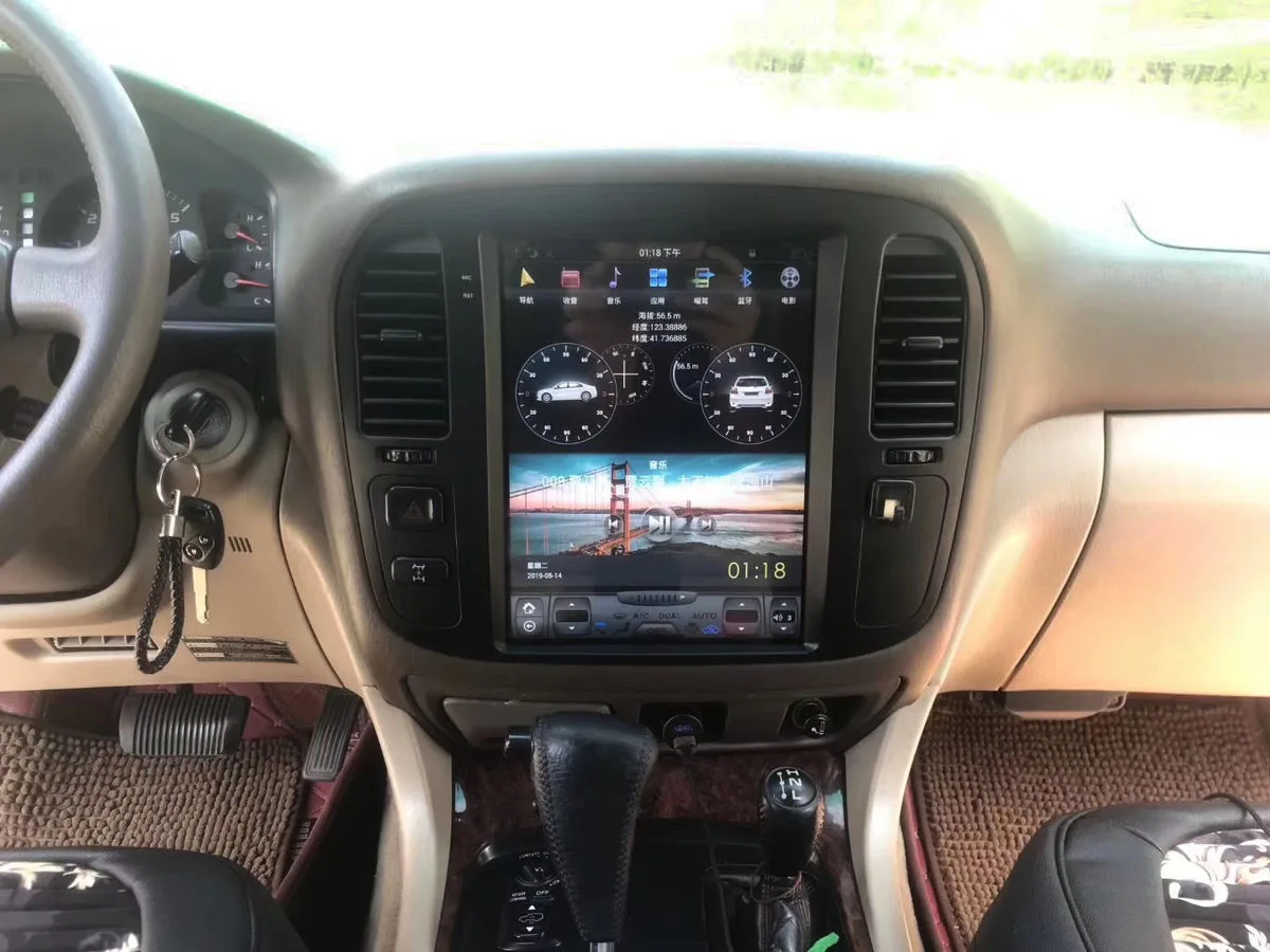 For Toyota land cruiser lc100 Android 11 128G Tesla Style Big Touch Screen Car Multimedia Player GPS Audio Radio Head Unit