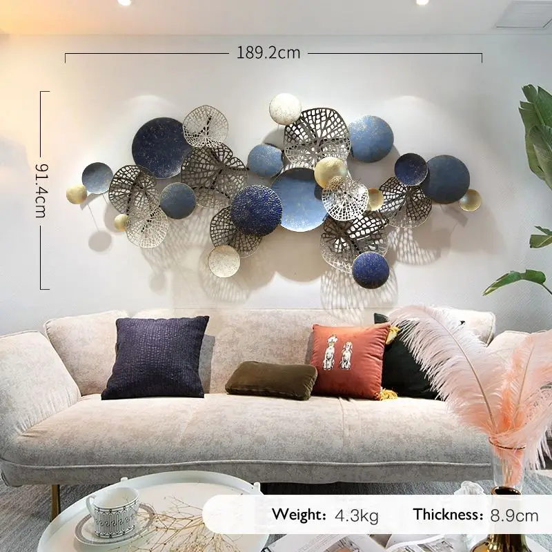 Chinese style home hallway bedroom decor metal lotus leaf decorative wall art