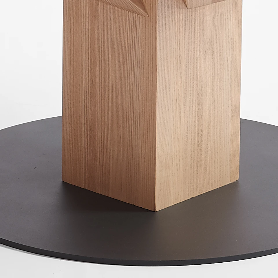 Luxury Solid Ash Lumber Wood Dining Table With Glass Table Top Modern Style Round Dining Room Table and 4 Chairs Natural Wooden