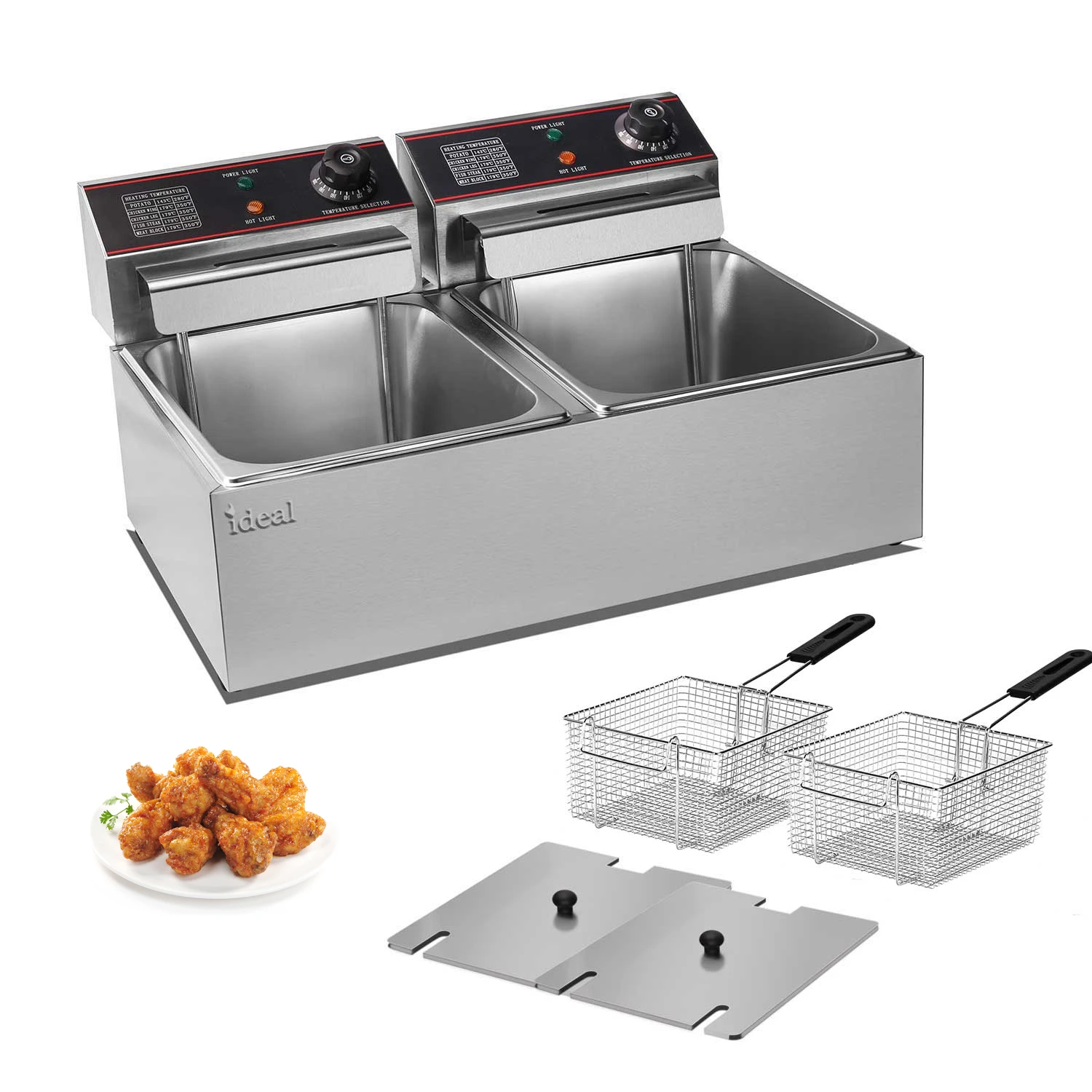 Электрическая фритюрница из нержавеющей стали куриных картофельных чипсов двойной бак промышленная для ресторана