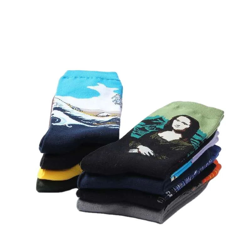 
2020 New design custom wholesale funny tube colorful unisex men women jacquard cotton happy knitting socks 