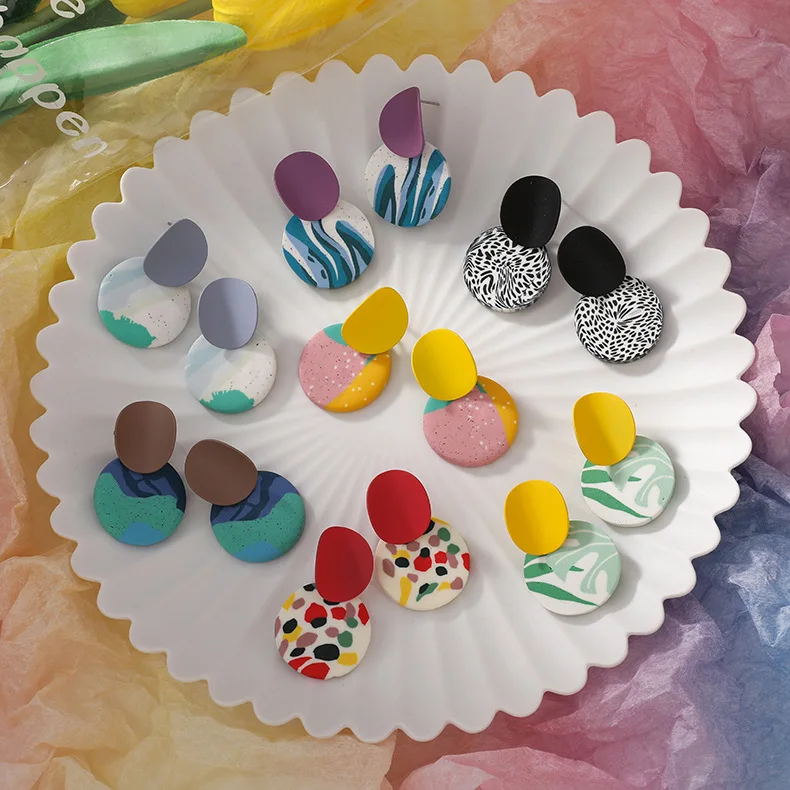 Summer Jewelry Korean  Pretty Drop Earrings Polymer Clay Earrings Earrings For Lady
