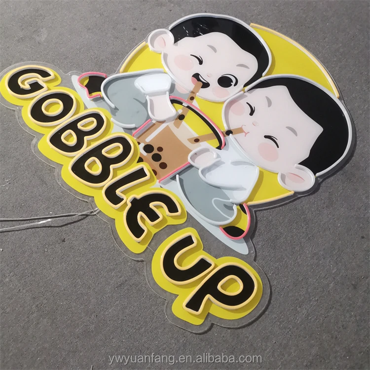 Custom led logo 3D coffee pizza shop name neon bar home decoration wedding party light open close flex neon sign board