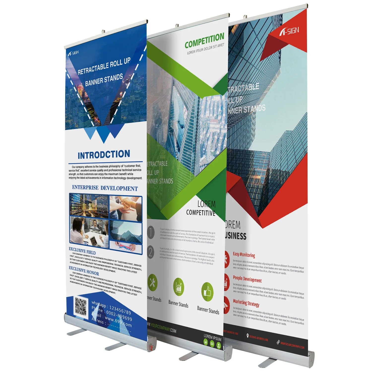 Factory Direct 80 x 200 Outdoor Advertising Trade Show Exhibition Display Roll Up Retractable Banner Stand Custom Design Print