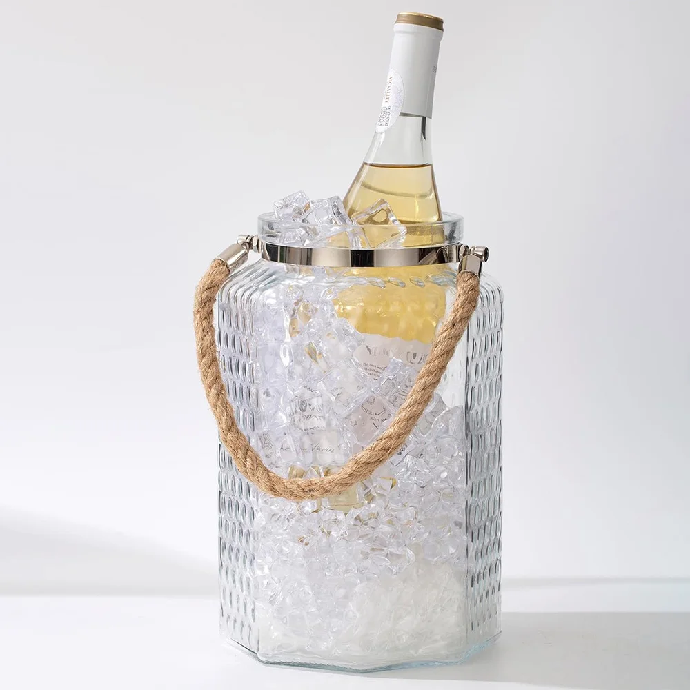 1Gal best selling new design glass Ice Bucket with Airtight Lid for Cocktail Home Bar