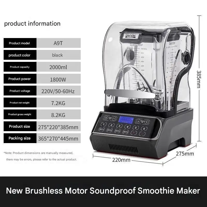 New Smoothie Mixer Professional 1800 Watt Commercial Blender Machine With Brushless DC Motor 2000ML Blender