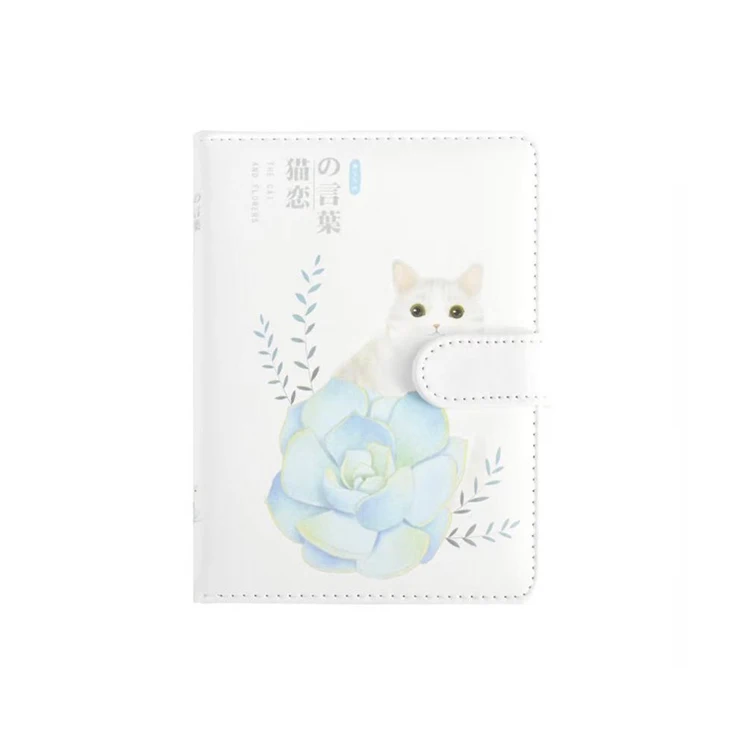 Cheap A5 custom printing hard cover pu leather Notebook cute cartoon Journal with magnetic closure