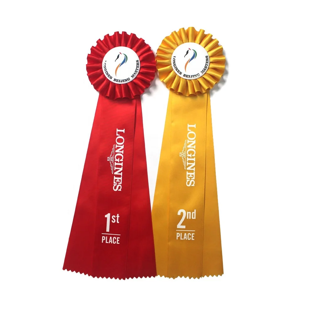 Factory handmade triple layer award ribbon rosette for horse race,horse sport ribbon rosettes flower