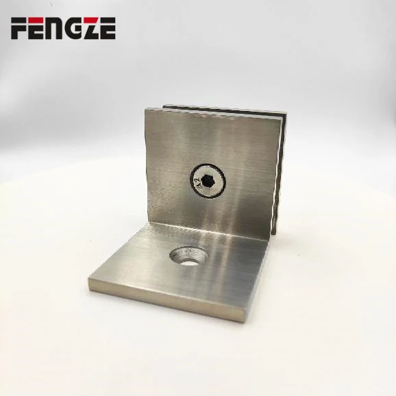 Factory Wholesale Bathroom Shower Room Fitting Glass Holder 90 Degree Square Edge Glass Clamp Stainless Steel Clamps