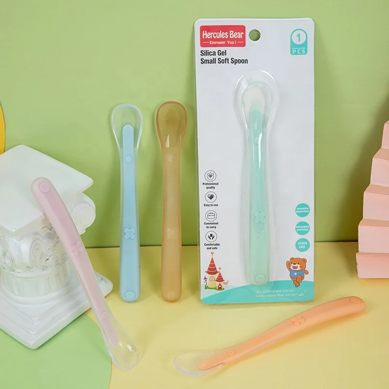 Wholesale customization BPA free silicone Baby spoon Soft Training spoons and tableware