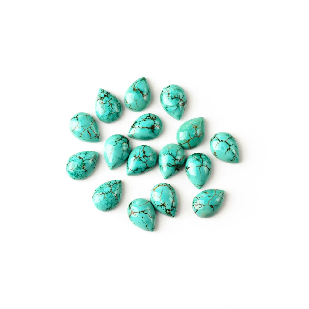 Natural Green Turquoise Cut Size Shape Wholesale High Quality Pear Cutting Shaped Cabochon Loose Gemstone Turquoise