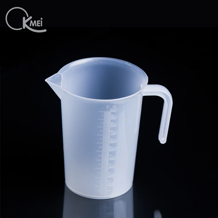 1000ml low price transparent pp plastic measuring Beaker cups With Handle