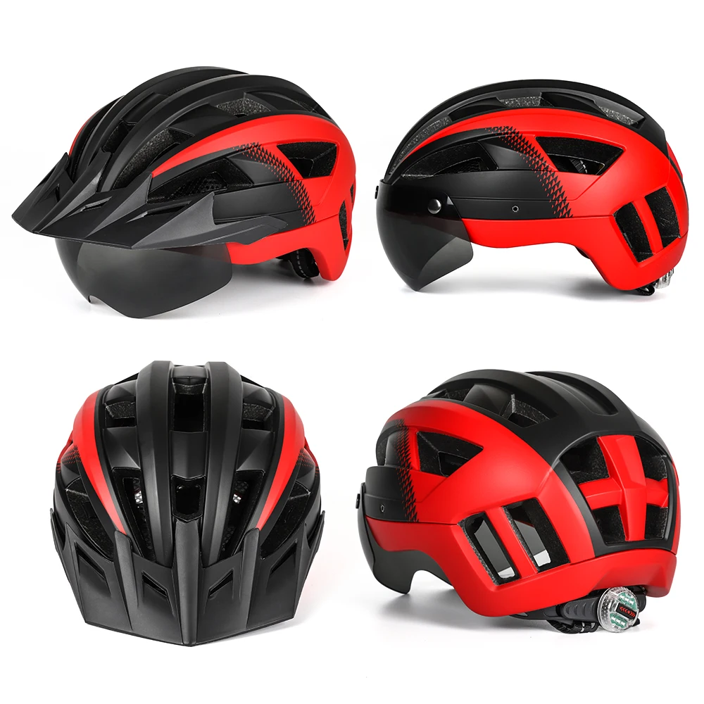 FUNWICT OEM racing bike helmet half face shield goggle bike helmet riding safety visor led light women men adult riding helmet