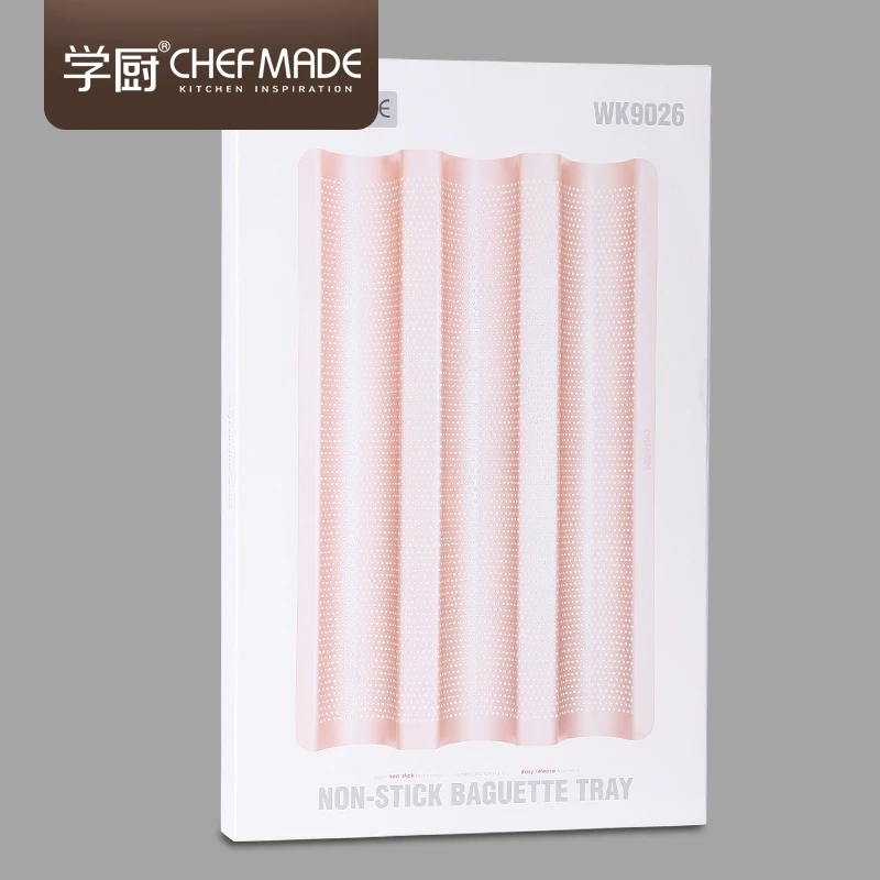 high quality champagne gold heat-resistant baguette tray,french bread pan