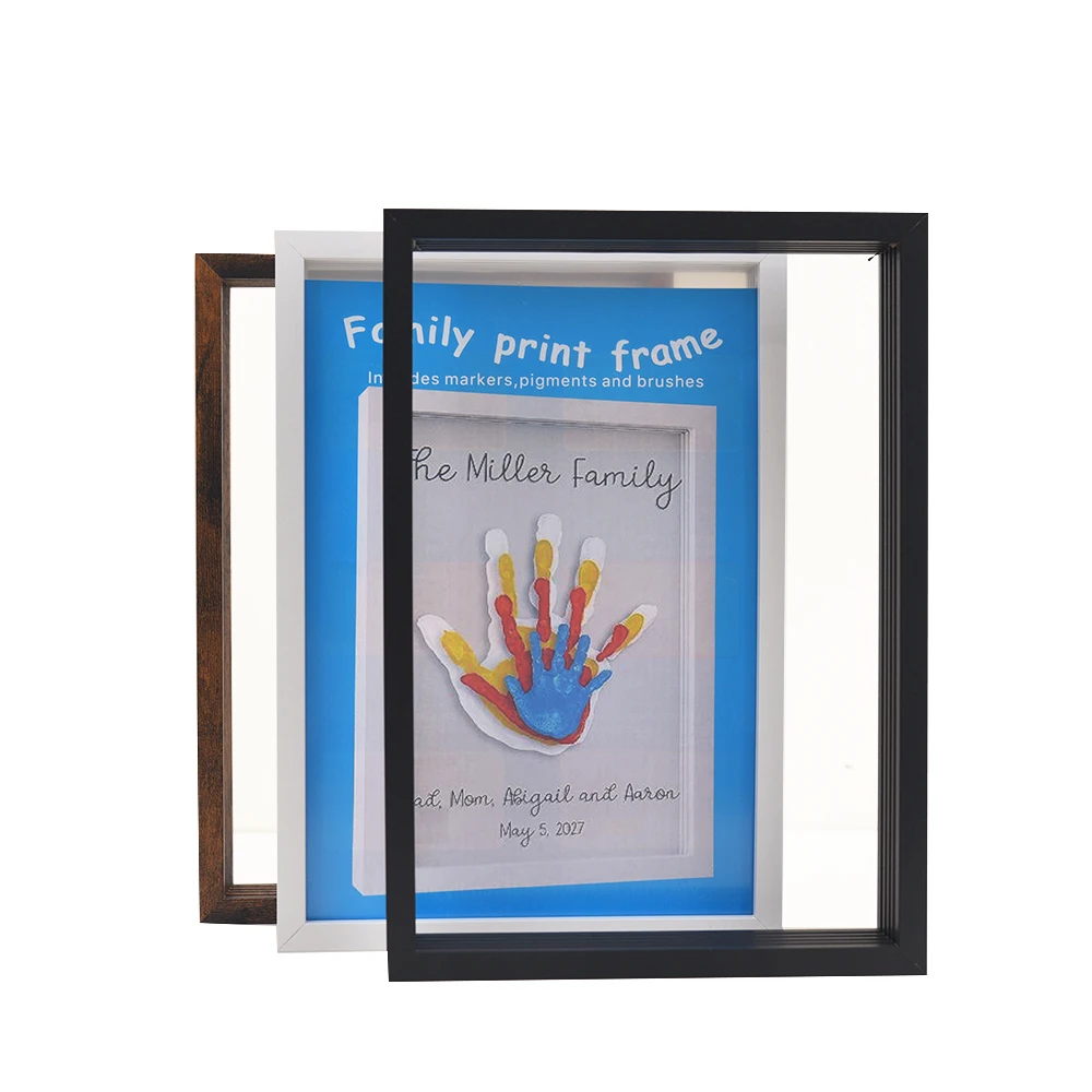 Black color Family Hand Print Brush Memory Home DIY Personalized Picture Photo Frame