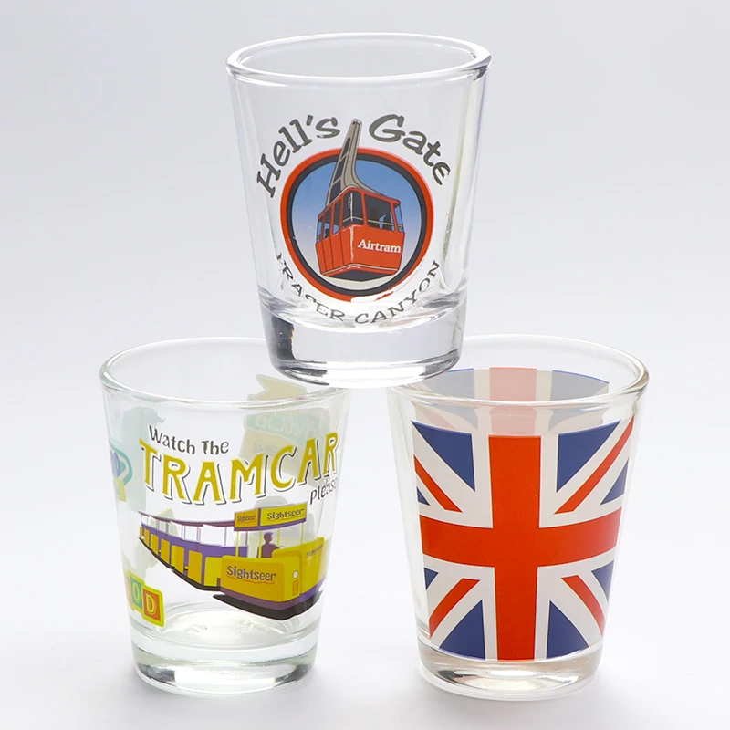 Wholesale custom printing logo sublimation souvenir tourist mini tequila glass shot glasses cups