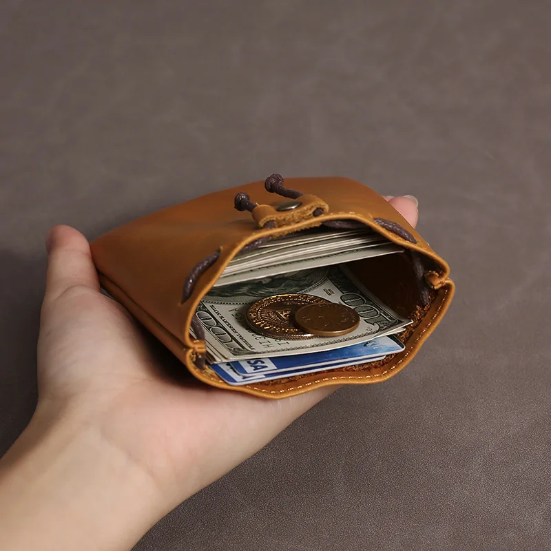 Factory Vintage Mini Coin Purse Custom Portable Money Pocket Drawstring Pouch For Cards