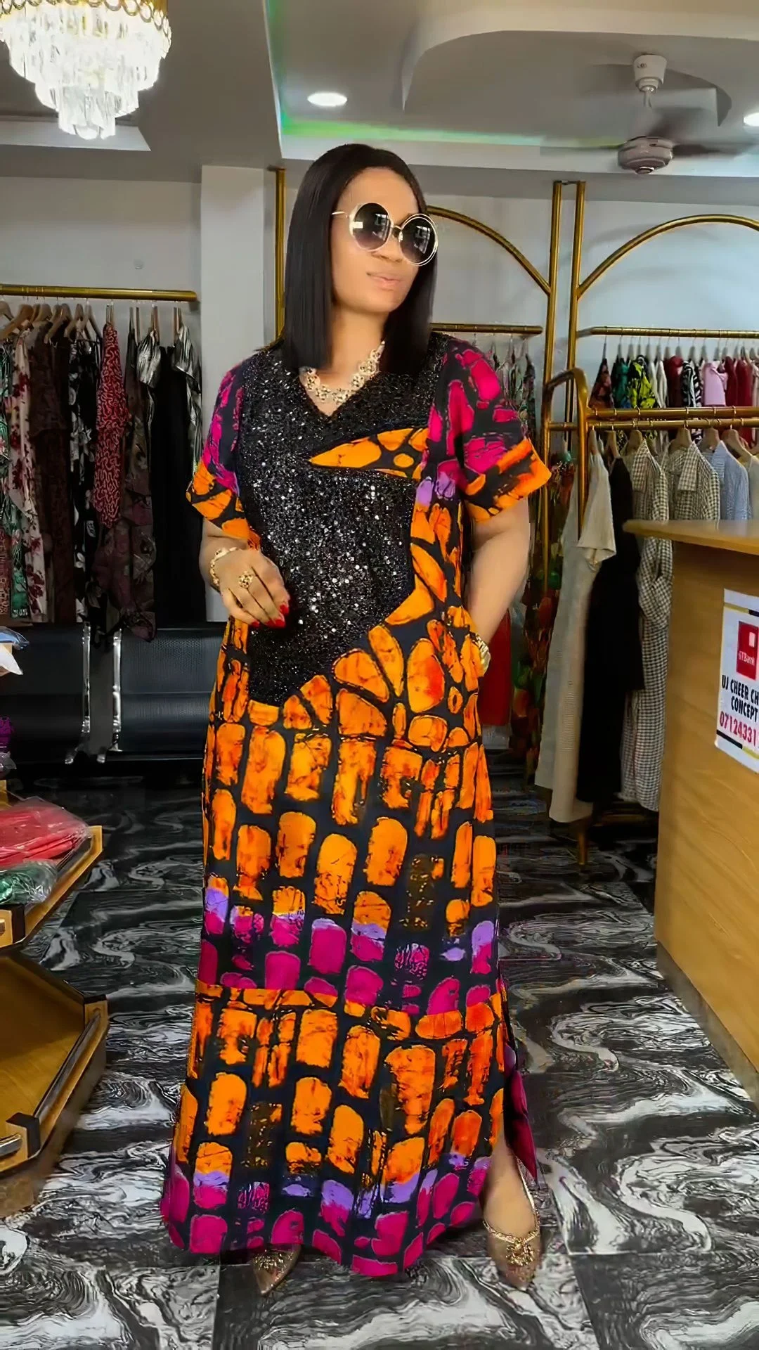 Plus Size African Dress for Women Africa Clothes Dashiki Ankara Summer Sequin Outfit Gown Muslim Wedding Party Long Maxi Dress