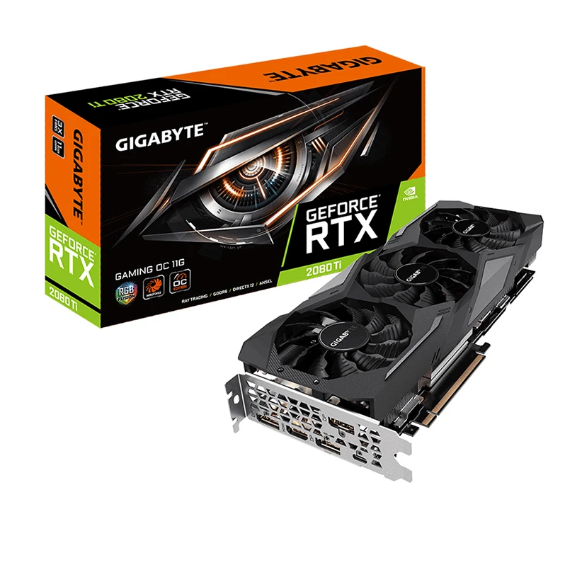 Высококачественная RTX2080Ti OC 11G с GDRR6 352 бит 1350-1755 МГц, высокомощная расчетная игра rtx2080ti, разгон-карта