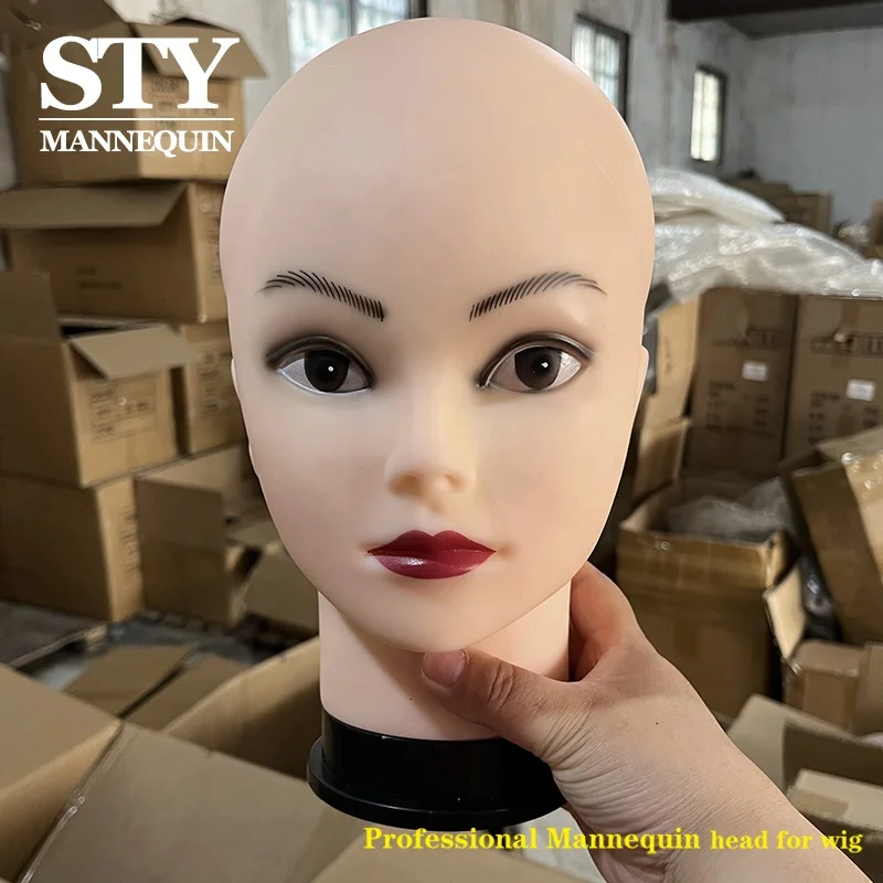 cheap price Soft Realistic Female Makeup Wig Display Mannequin Head Training Head For Wigs Making Hair Display Doll Head