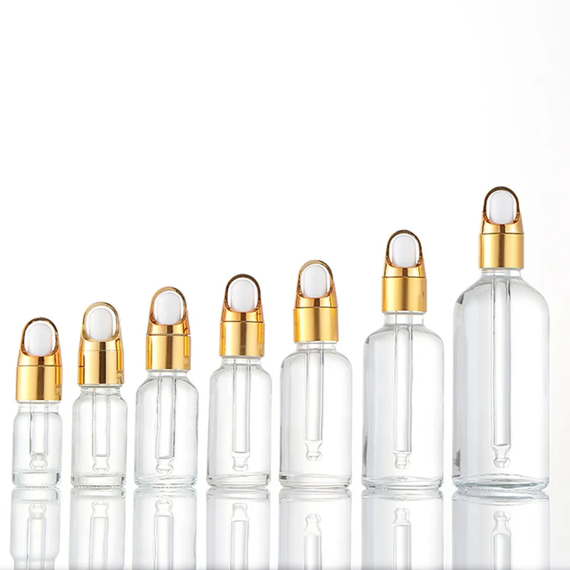 15ml clear oil glass bottle glass round pipette bamboo rubber dropper cap