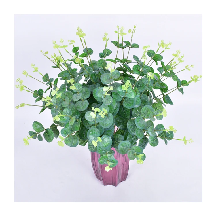 Factory Direct Wedding Artificial Plastic Plant Preserved Dried Round-leaf Eucalyptus Leaves For Sale