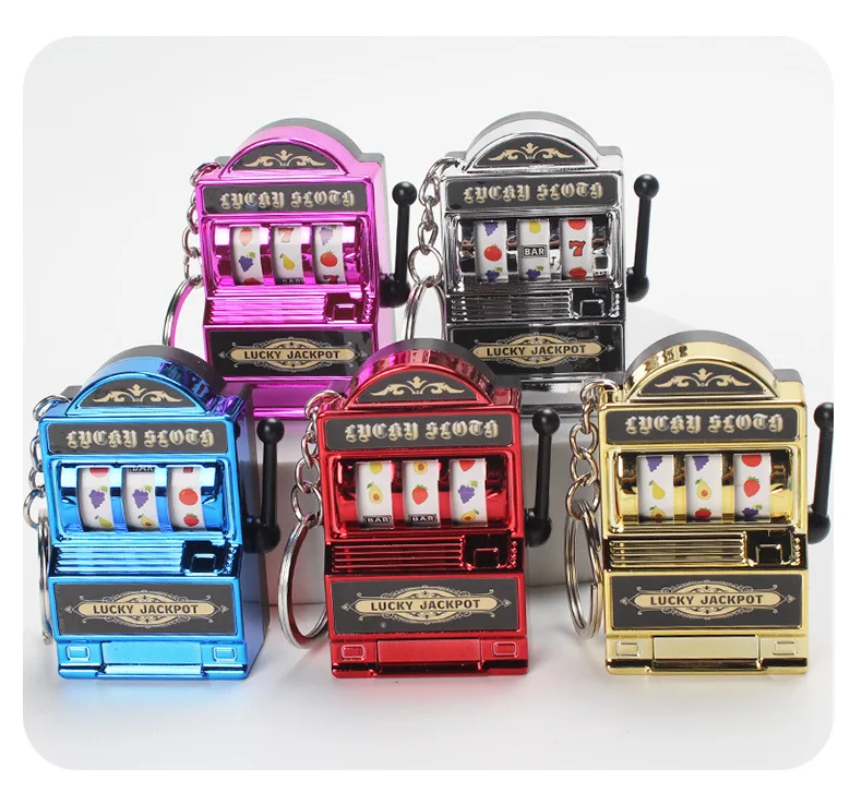 Mini Gambling Slot Machine Key Chains Pocket Fruit Lucky Jackpot Gadget Antistress Toys Funny Games keychain game