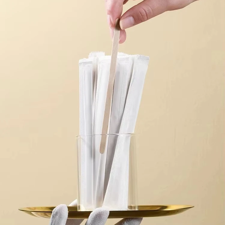 Wood Coffee Stir Sticks Individually Wrapped Bamboo Disposable Coffee Stir Sticks Eco-Friendly