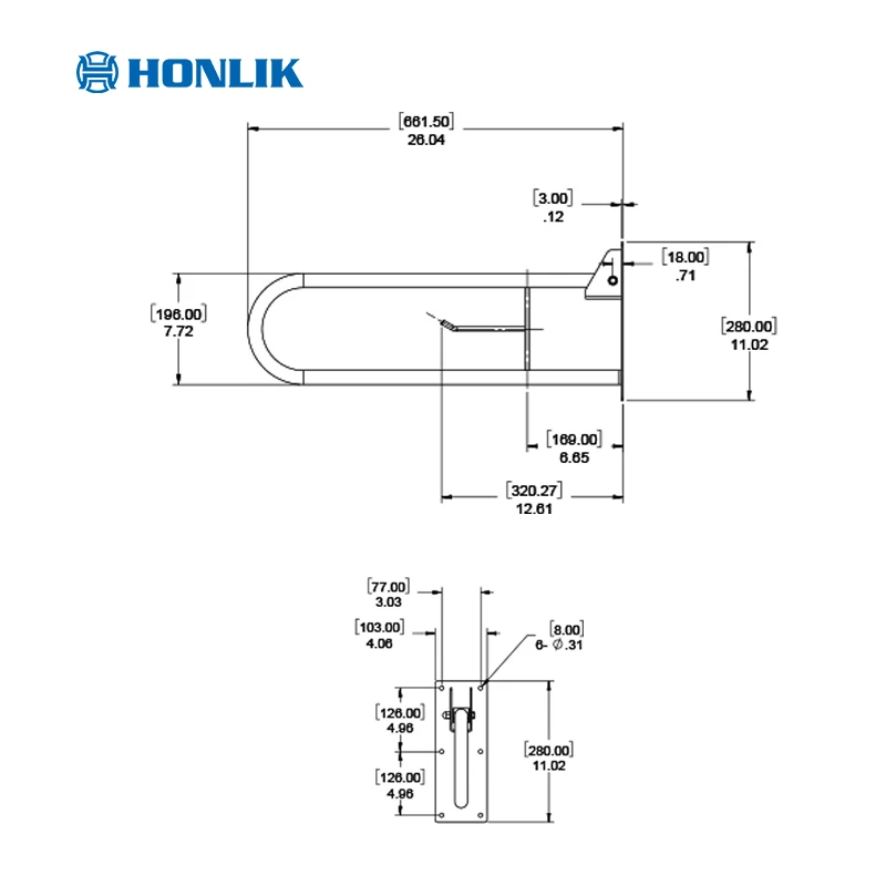 High quality stainless steel u-shap folding shower grab bar