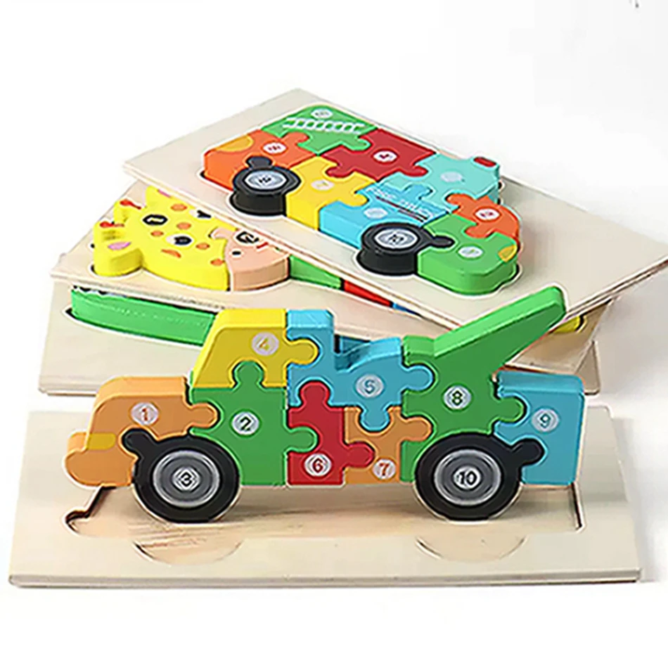 3D animal Wooden Puzzle Board Cartoon Dinosaur Jigsaw  DIY puzzle kids gift Educational toy for child