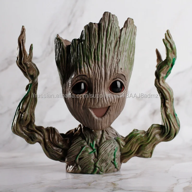 Детские Groot горшок с водой бусины стражи Модель Игрушка ручка карандаш держатель ПВХ плантатор