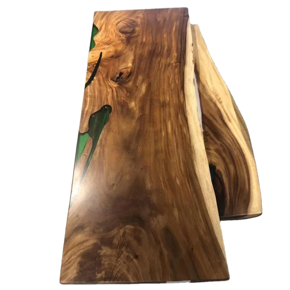 Green Epoxy Resin Walnut Slab Table In Stock River Epoxy Resin Dining Table
